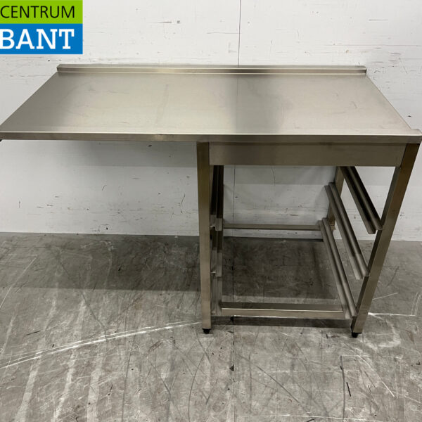 Acier inoxydable Table d'égouttage T.B.V. traversant le lave-vaisselle 122 cm Horeca