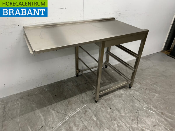 Acier inoxydable Table d'égouttage T.B.V. traversant le lave-vaisselle 122 cm Horeca – Image 3