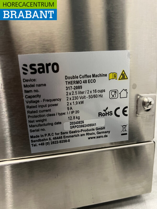 Cafetière Saro en acier inoxydable avec thermos 2,2 litres 2 x 230V Horeca – Image 7