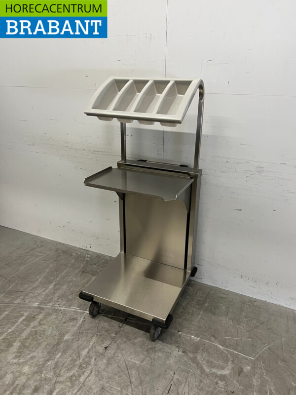 Lowerator mobile en acier inoxydable Chariot de service avec plateau à couverts Restauration – Image 3