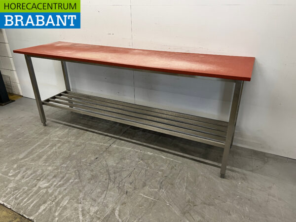 Acier inoxydable Table de découpe en polyéthylène 220 x 62 x 90,5 cm Restauration Boucherie – Image 3