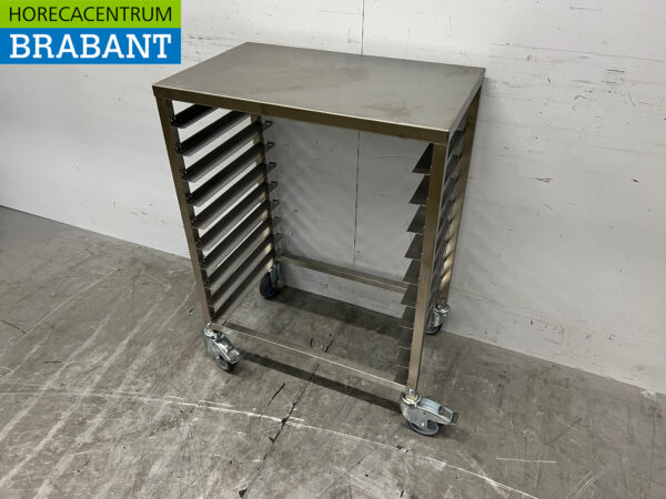 Chariot à plateaux mobile Saro en acier inoxydable 10 x 60/40 cm Traiteur Boulangerie – Image 2