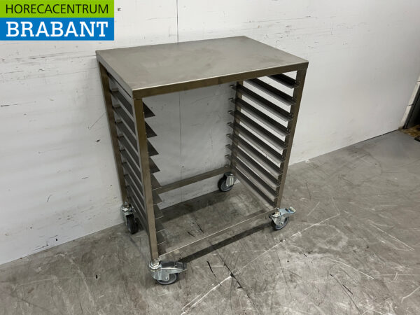 Chariot à plateaux mobile Saro en acier inoxydable 10 x 60/40 cm Traiteur Boulangerie – Image 3