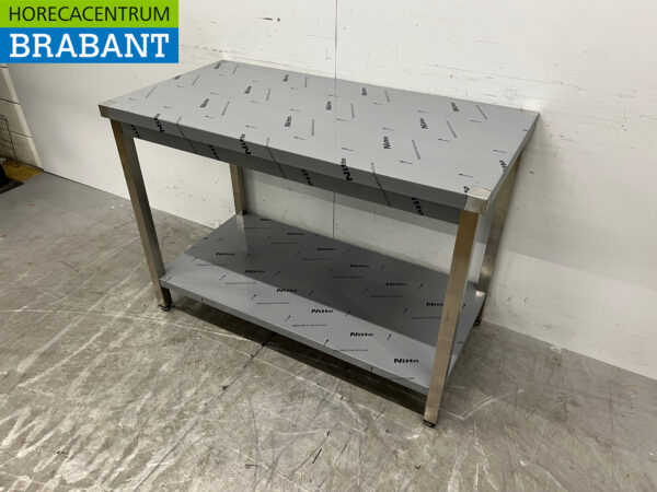 Table de travail en acier inoxydable 120 x 60 x 85,5 cm avec étagère inférieure Restauration – Image 2
