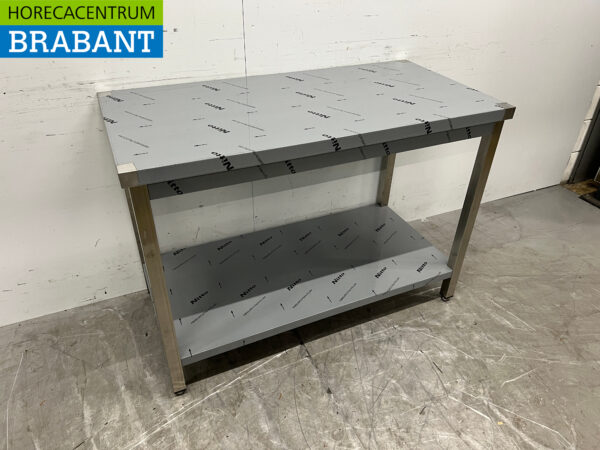 Table de travail en acier inoxydable 120 x 60 x 85,5 cm avec étagère inférieure Restauration – Image 3