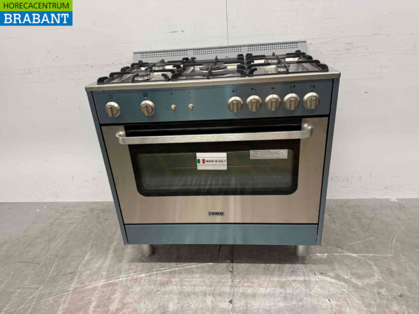 Plaque de cuisson à gaz Saro 5 feux en acier inoxydable avec four à gaz Gaz naturel/230V Horeca