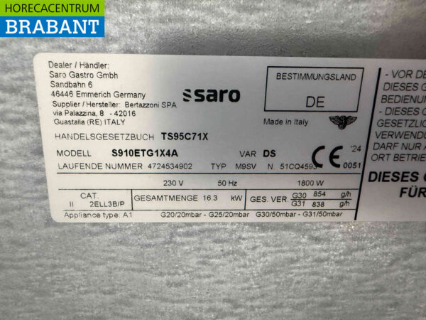 Plaque de cuisson à gaz Saro 5 feux en acier inoxydable avec four à gaz Gaz naturel/230V Horeca – Image 6