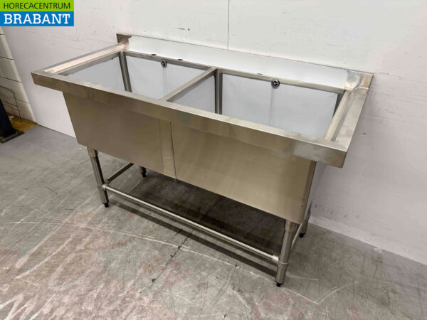 Évier en acier inoxydable Vogue CF406 Double évier 141 cm Restauration – Image 4