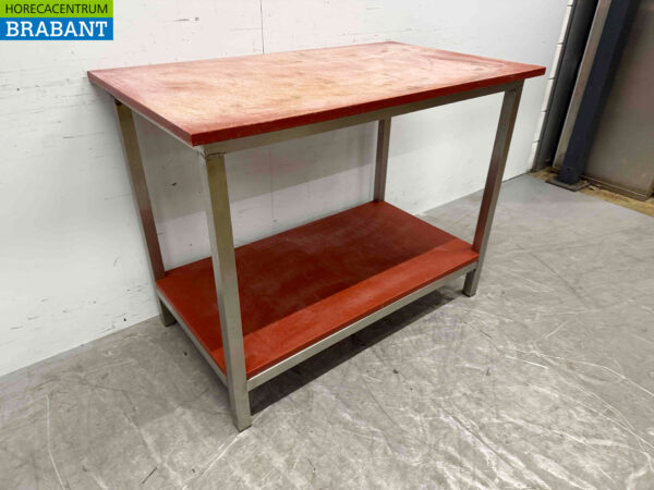 Table de découpe en acier inoxydable Polyéthylène PE 120 x 70 x 91 cm Restauration Boucherie – Image 2