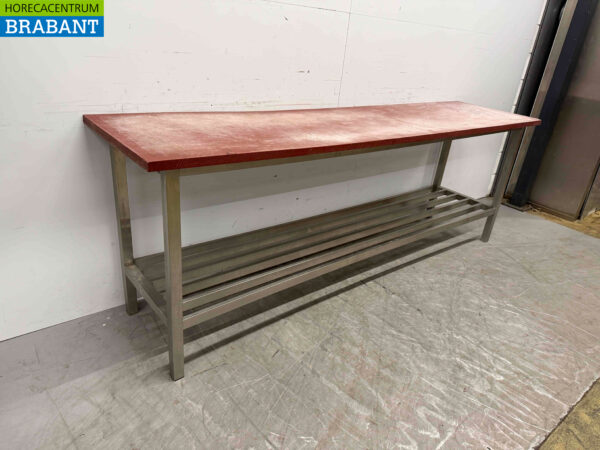 Table de découpe en acier inoxydable Polyéthylène PE 242 x 60 x 85,5 cm Restauration Boucherie – Image 2