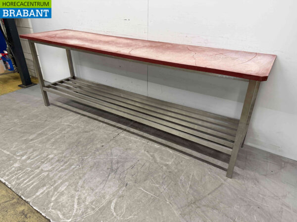 Table de découpe en acier inoxydable Polyéthylène PE 242 x 60 x 85,5 cm Restauration Boucherie – Image 3