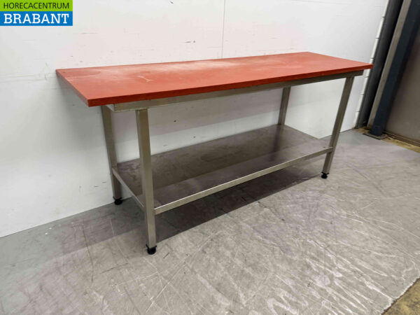 Table de découpe en acier inoxydable Polyéthylène PE 200 x 60 x 90,5 cm Restauration Boucherie – Image 2