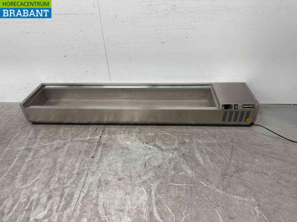 Vitrine de comptoir en acier inoxydable Vitrine de comptoir saladière 9 x 1/3 GN 200 cm Horeca