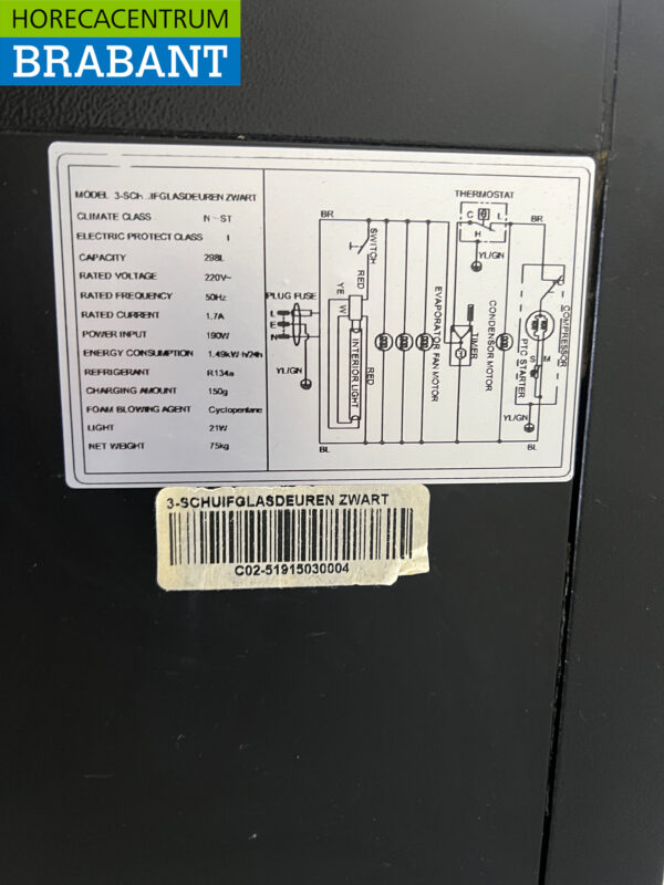 Refroidissement du bar Refroidissement du bar arrière 3 portes coulissantes 133,5 cm 230V Horeca – Image 5