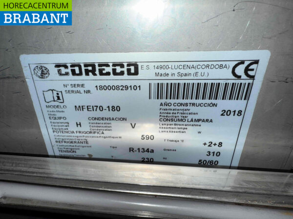 Saladette de comptoir réfrigérée Coreco en acier inoxydable 179,5 cm 230V Horeca – Image 8