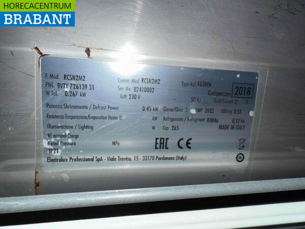 Acier inoxydable Electrolux Comptoir réfrigéré 2 portes 124 cm 230V Horeca – Image 5