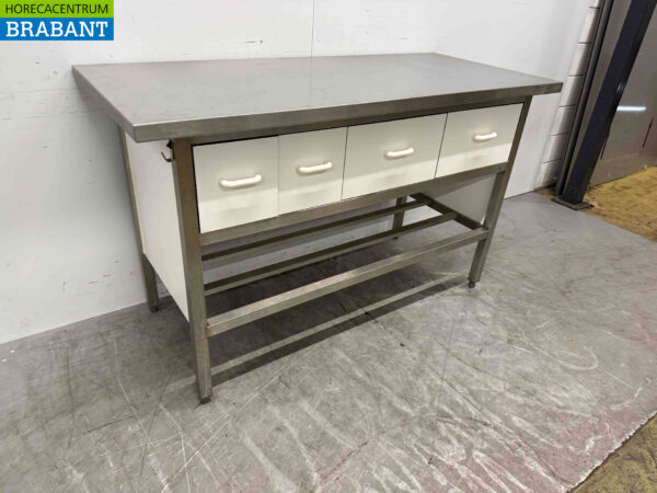 Table de travail en acier inoxydable 160 x 70 x 87 cm avec 4 tiroirs Restauration – Image 2