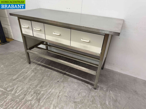 Table de travail en acier inoxydable 160 x 70 x 87 cm avec 4 tiroirs Restauration – Image 3