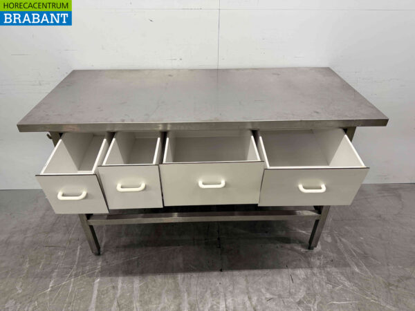 Table de travail en acier inoxydable 160 x 70 x 87 cm avec 4 tiroirs Restauration – Image 4