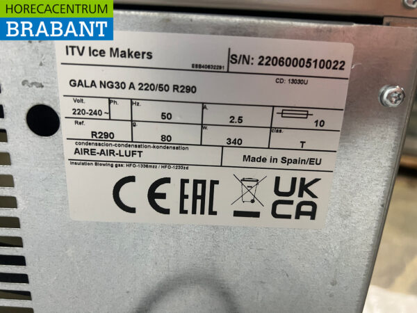 Machine à glaçons ITV Gala en acier inoxydable 30 kg/24h 230V Horeca – Image 5