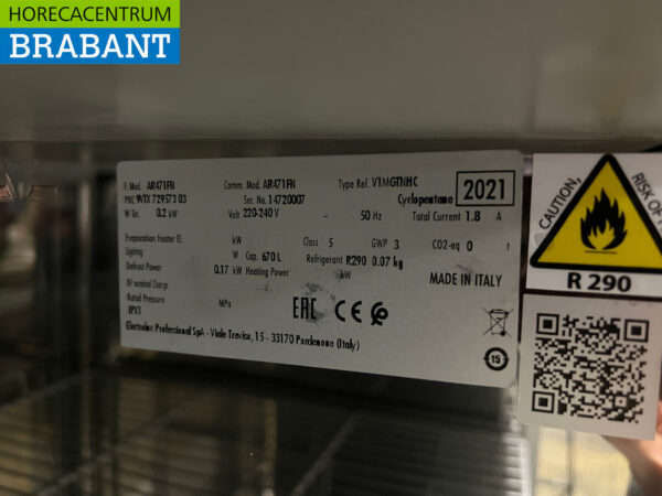 Réfrigérateur Alpeninox en acier inoxydable Refroidissement 670 litres 230V Horeca – Image 5