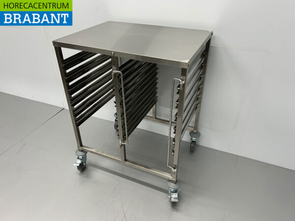 HCB acier inoxydable Chariot à double plateau 12 x 1/1 GN gastronorm 74 cm Horeca – Image 2