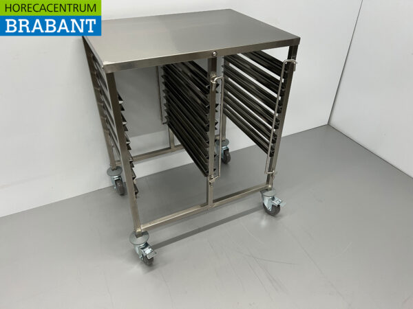 HCB acier inoxydable Chariot à double plateau 12 x 1/1 GN gastronorm 74 cm Horeca – Image 3