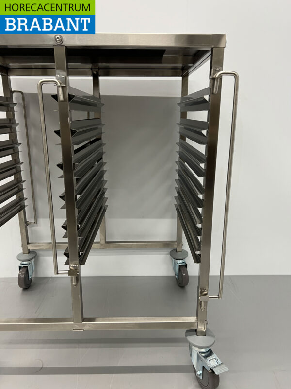 HCB acier inoxydable Chariot à double plateau 12 x 1/1 GN gastronorm 74 cm Horeca – Image 6