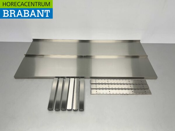 Acier inoxydable Double étagère murale 180 x 40 cm Horeca