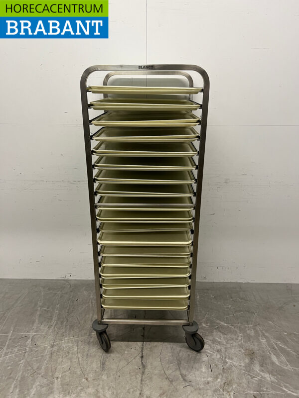 RVS Blanco Regaalwagen 2/1 GN avec Cambro Camtray's 1/1 GN Horeca