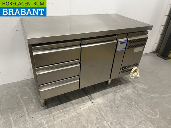 Acier inoxydable Gram Établi réfrigéré 1 porte et 3 tiroirs 136,5 cm 230V Horeca – Image 3