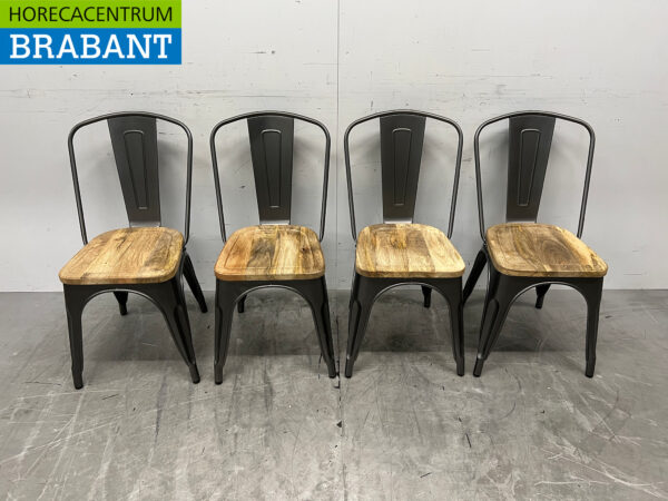 Bolero set de 4 chaises avec assise en bois Catering