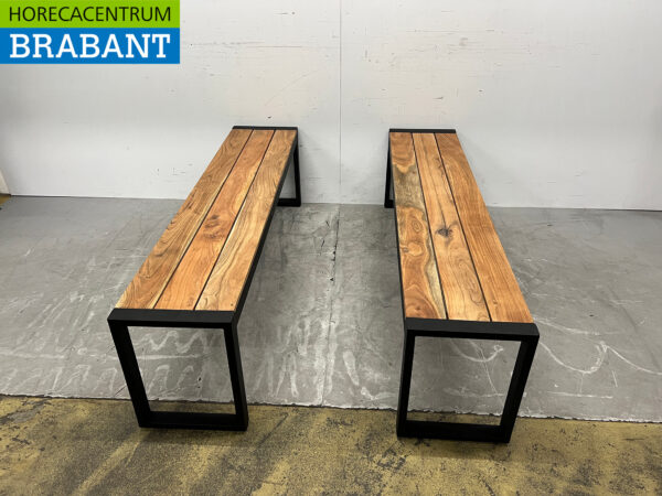 Bolero set de 2 bancs en acier avec assise en bois Catering