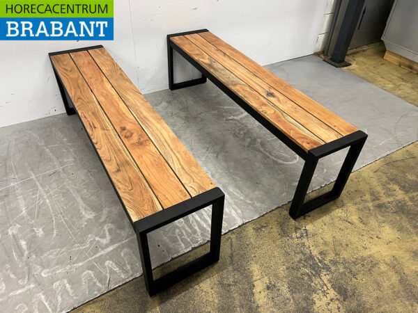 Bolero set de 2 bancs en acier avec assise en bois Catering – Image 2