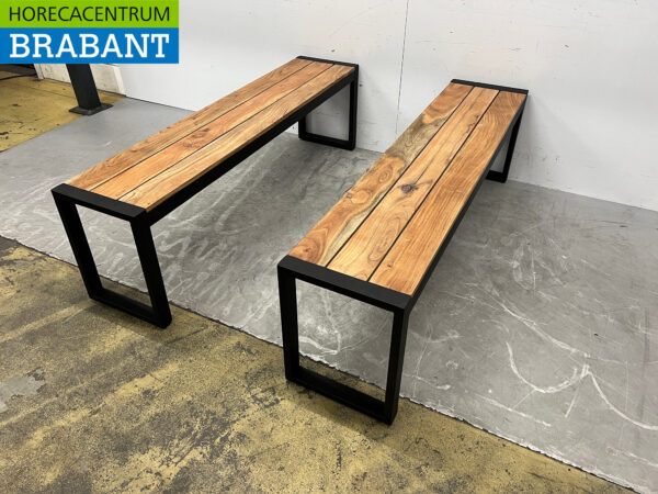 Bolero set de 2 bancs en acier avec assise en bois Catering – Image 3