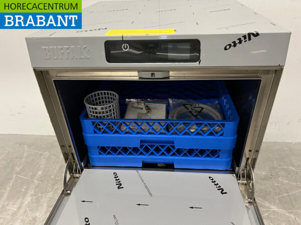 Lave-vaisselle Buffalo en acier inoxydable avec pompe de vidange et distributeur de produit de rinçage et de brillance 400V Horeca – Image 4