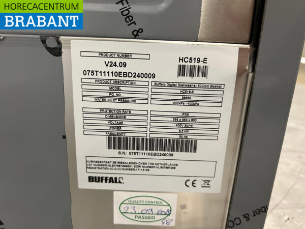 Lave-vaisselle Buffalo en acier inoxydable avec pompe de vidange et distributeur de produit de rinçage et de brillance 400V Horeca – Image 7