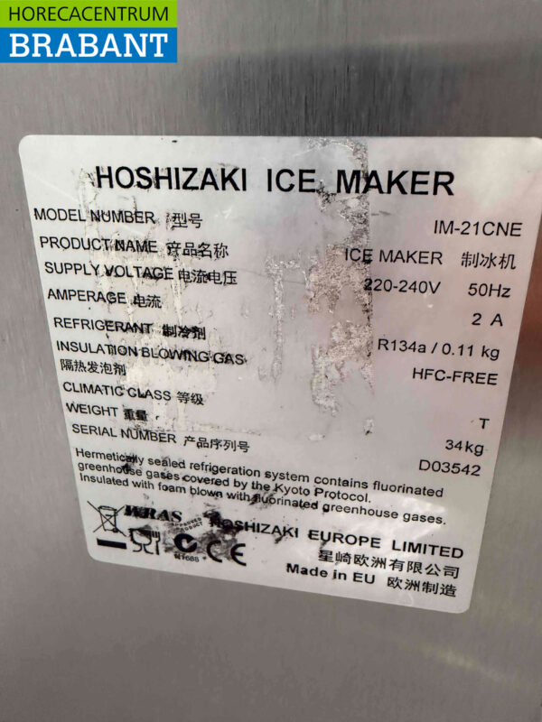 Hoshizaki IM-21CNE en acier inoxydable avec trémie de 11,5 kg Produit 25 kg par jour 230V Horeca – Image 5