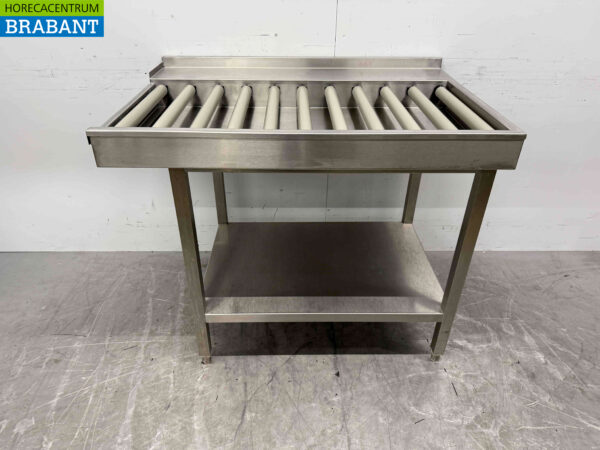 Acier inoxydable Table d'égouttage / convoyeur à rouleaux pour lave-vaisselle à tiroir 100,5 cm Horeca