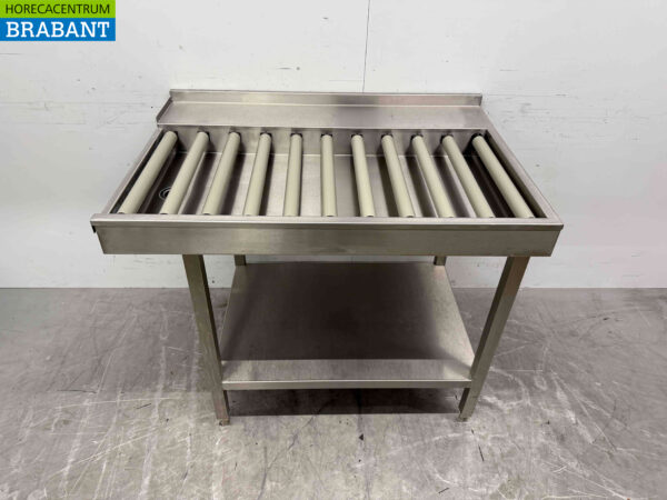 Acier inoxydable Table d'égouttage / convoyeur à rouleaux pour lave-vaisselle à tiroir 100,5 cm Horeca – Image 2