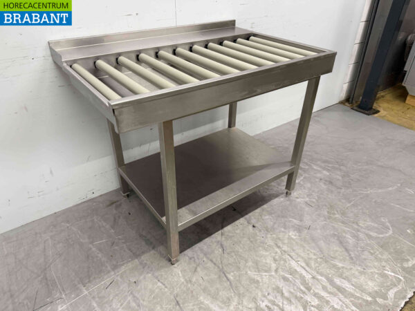 Acier inoxydable Table d'égouttage / convoyeur à rouleaux pour lave-vaisselle à tiroir 100,5 cm Horeca – Image 3