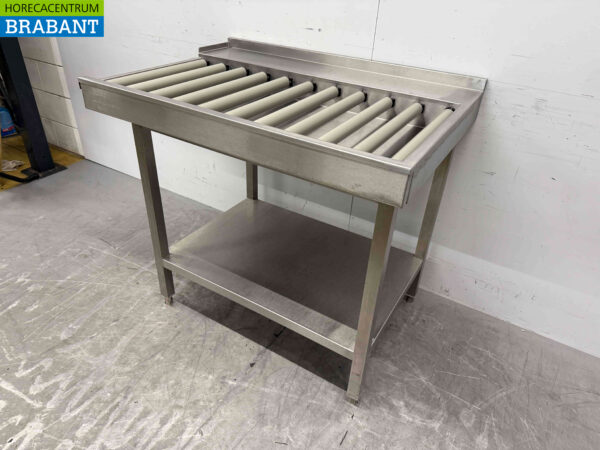 Acier inoxydable Table d'égouttage / convoyeur à rouleaux pour lave-vaisselle à tiroir 100,5 cm Horeca – Image 4