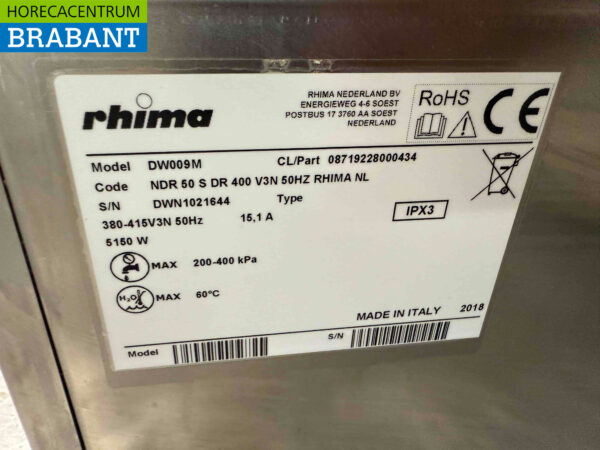 Lave-vaisselle Rhima DR50 en acier inoxydable 230V Restauration – Image 6