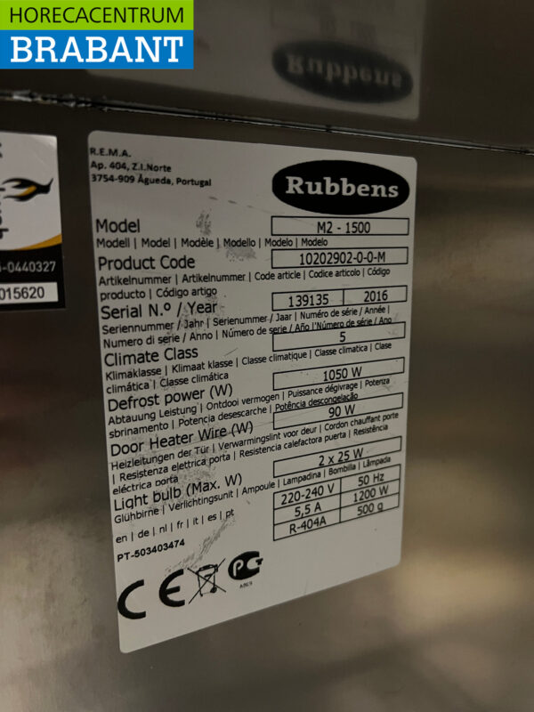 Congélateur double porte Rubbens en acier inoxydable 1400 litres 230V Horeca – Image 5