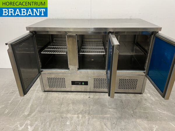 Établi réfrigéré Saro en acier inoxydable 3 portes 136 cm 230V Horeca – Image 4