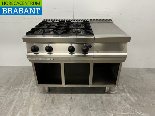 Plaque de cuisson 4 feux Fagor en acier inoxydable avec plan de travail 105 cm GAS Horeca