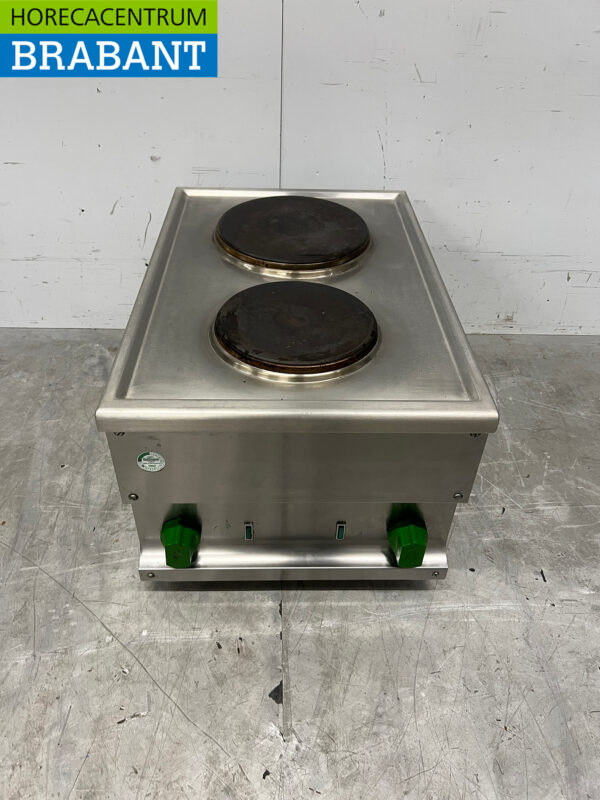 Plaque de cuisson électrique à 2 feux en acier inoxydable 40 cm 400V Horeca