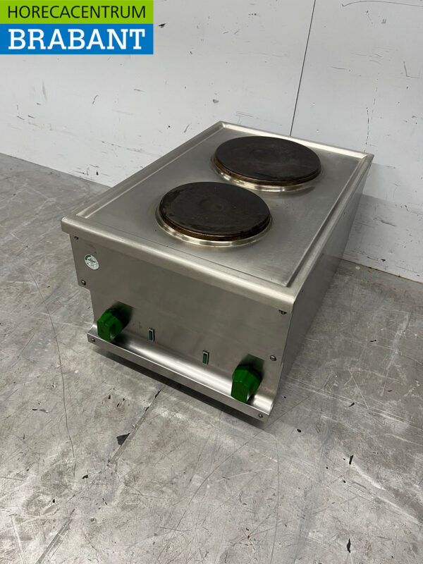 Plaque de cuisson électrique à 2 feux en acier inoxydable 40 cm 400V Horeca – Image 2