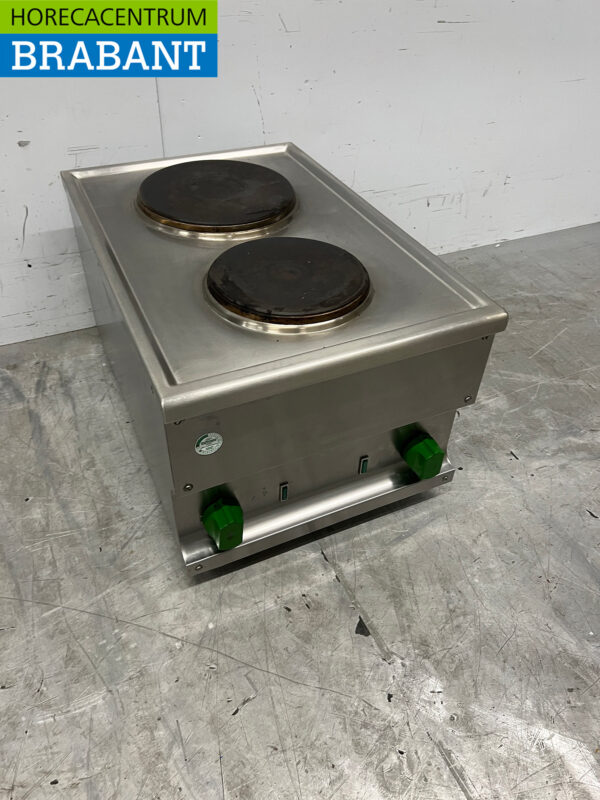 Plaque de cuisson électrique à 2 feux en acier inoxydable 40 cm 400V Horeca – Image 3
