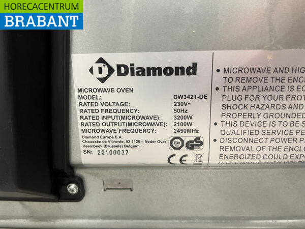 Magnétron diamant en acier inoxydable 2100 Watt 2/3 GN 230V Horeca – Image 6